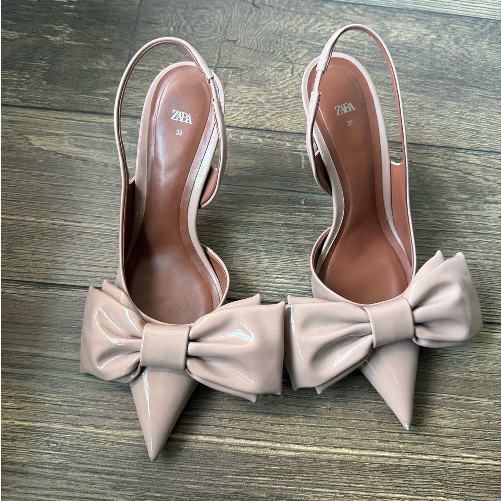 Zara Women's Blush Bow Slingback Heels